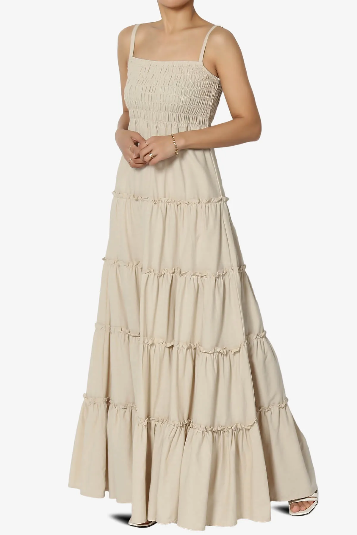Cassie Smocked Cami Tiered Maxi Dress
