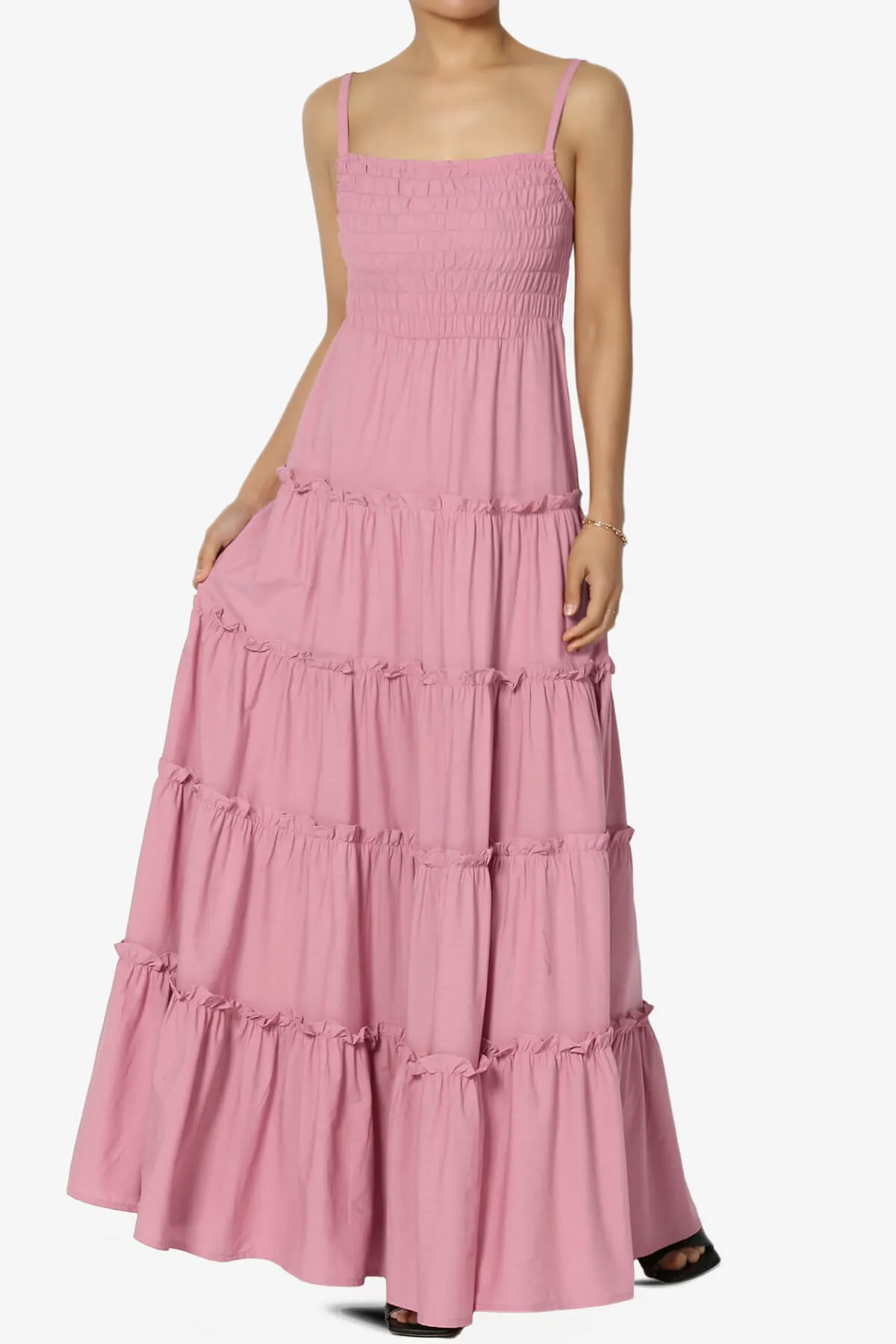 Cassie Smocked Cami Tiered Maxi Dress