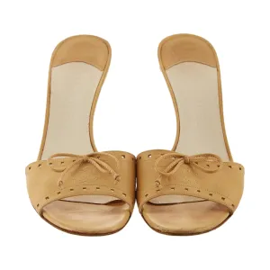 Chanel Beige Bow Logo Heels