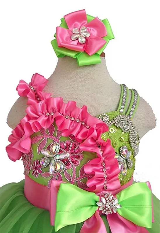 Charming Beaded Bodice Little Girl/Baby Girl/Kids/Toddler Pageant Dress With Hair bow