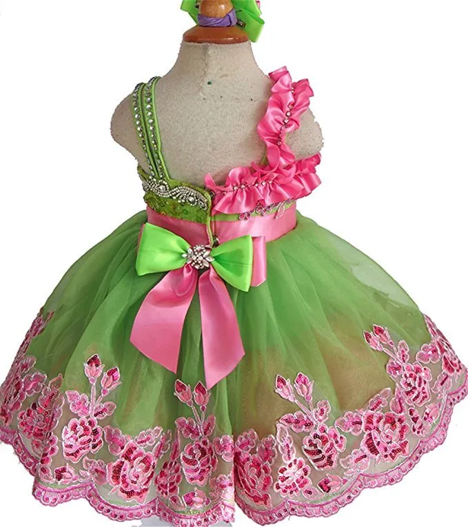 Charming Beaded Bodice Little Girl/Baby Girl/Kids/Toddler Pageant Dress With Hair bow