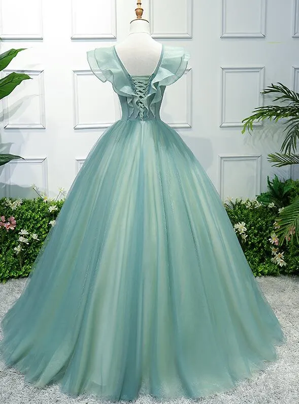 Charming Green Off Shoulder Ball Gown Party Dress, Sweet 6 Dress
