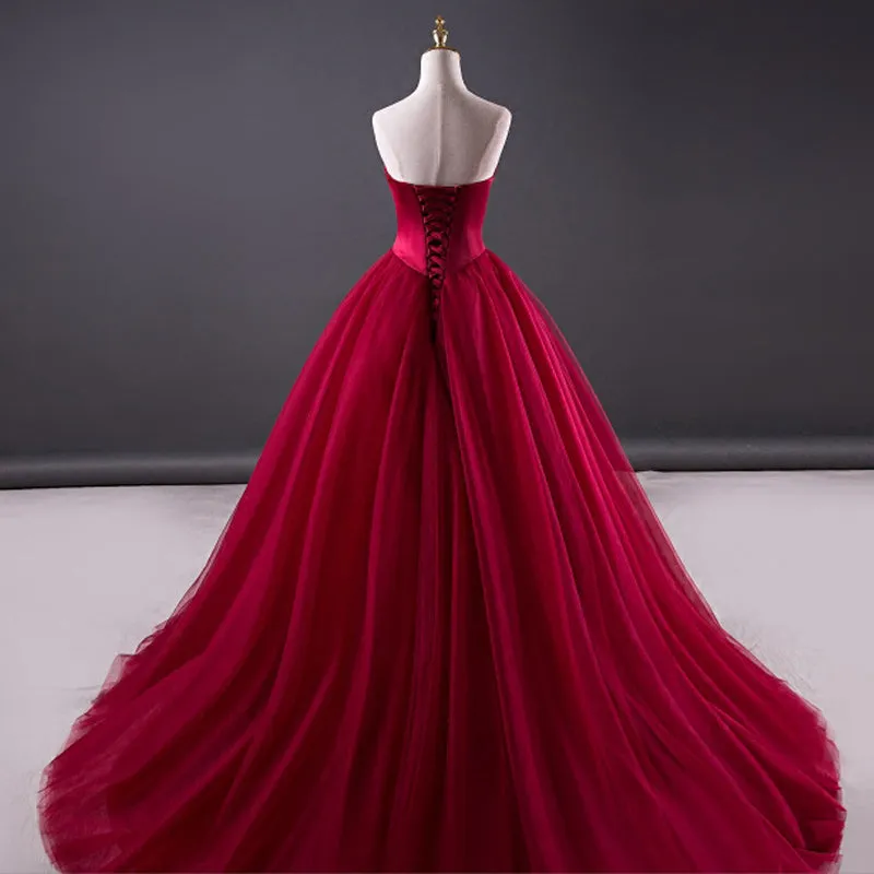 Charming Satin And Tulle V-neckline Sweet 16 Gown, Tulle Formal Gown