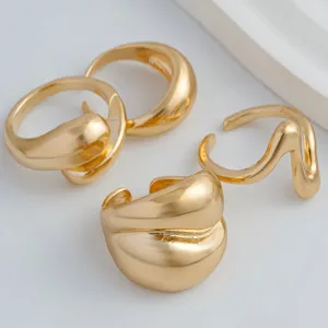 Chic 4Pcs Chunky Waterdrop Open Ring Set