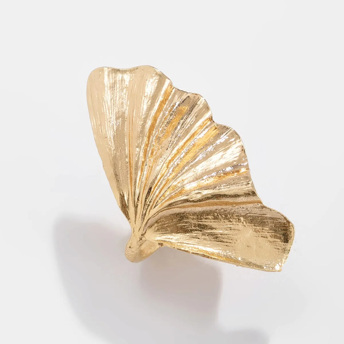 Chic Chunky Gold Silver Plated Ginkgo Leaf Ring