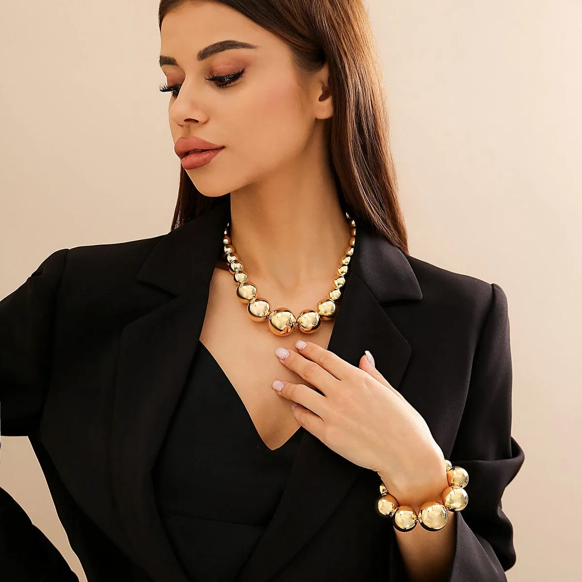 Chic Chunky Gold Silver Tone Ball Chain Necklace