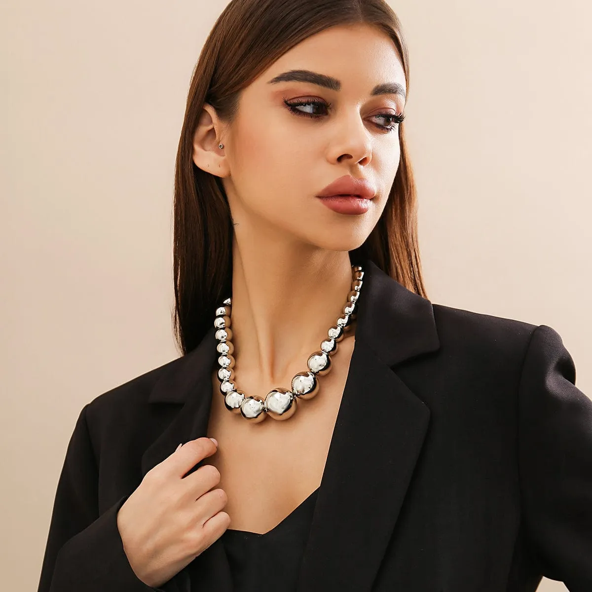 Chic Chunky Gold Silver Tone Ball Chain Necklace