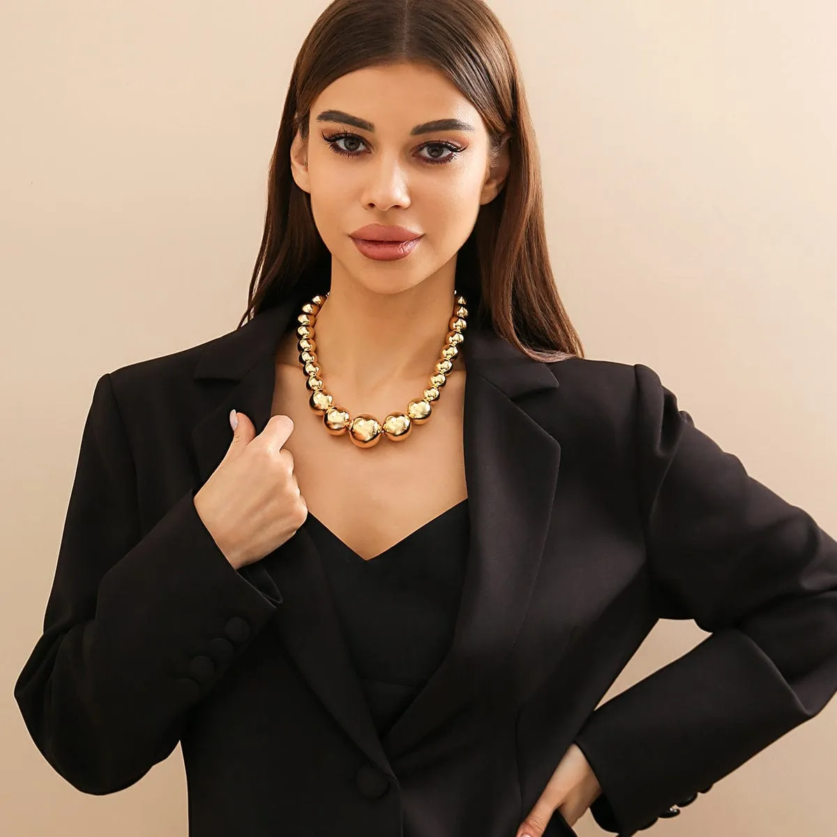 Chic Chunky Gold Silver Tone Ball Chain Necklace