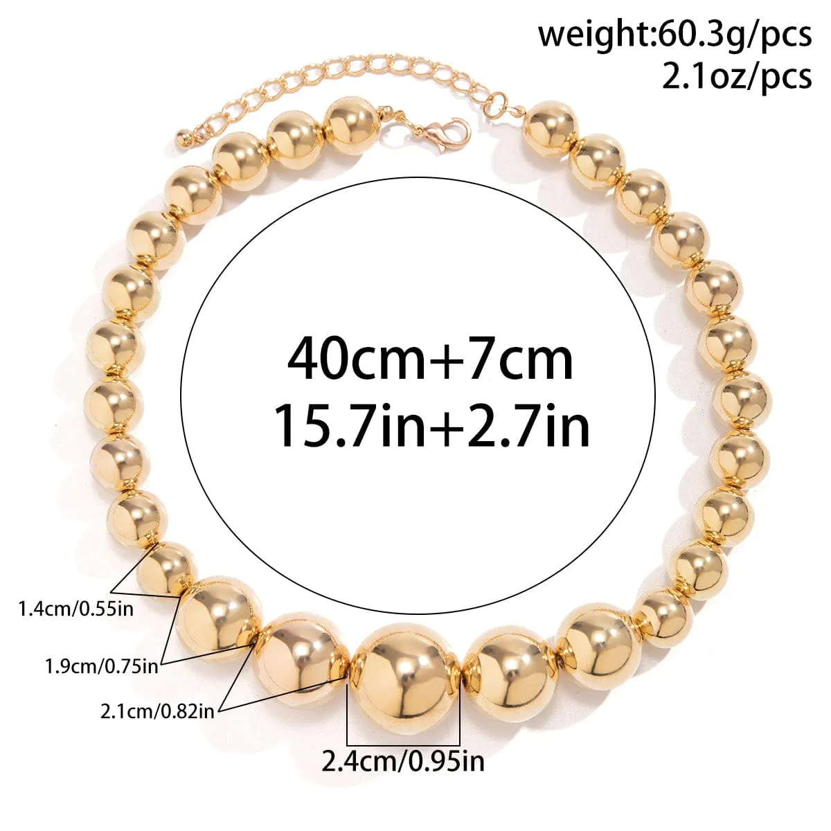 Chic Chunky Gold Silver Tone Ball Chain Necklace