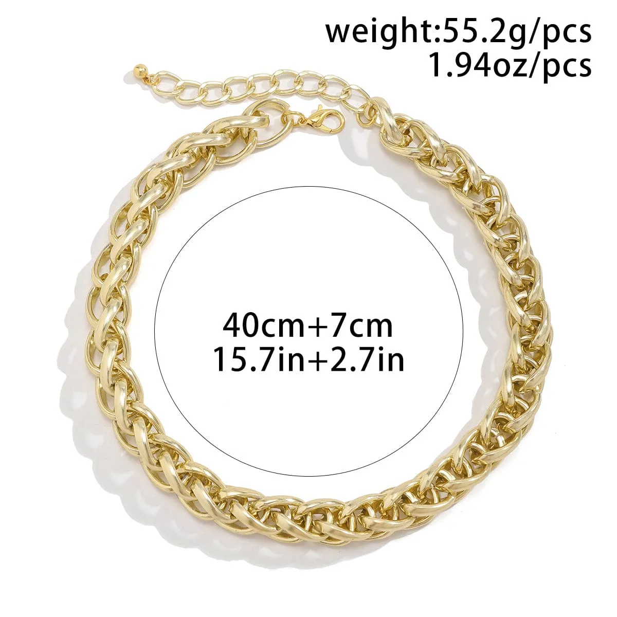 Chic Gold Silver Plated Chunky Braided Chain Necklace