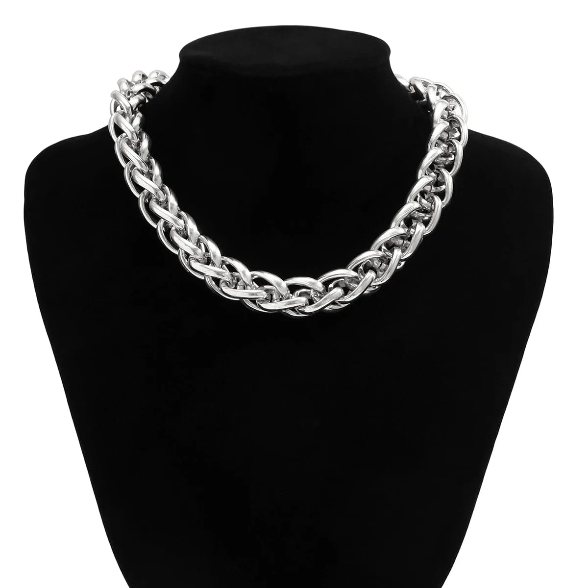 Chic Gold Silver Plated Chunky Braided Chain Necklace