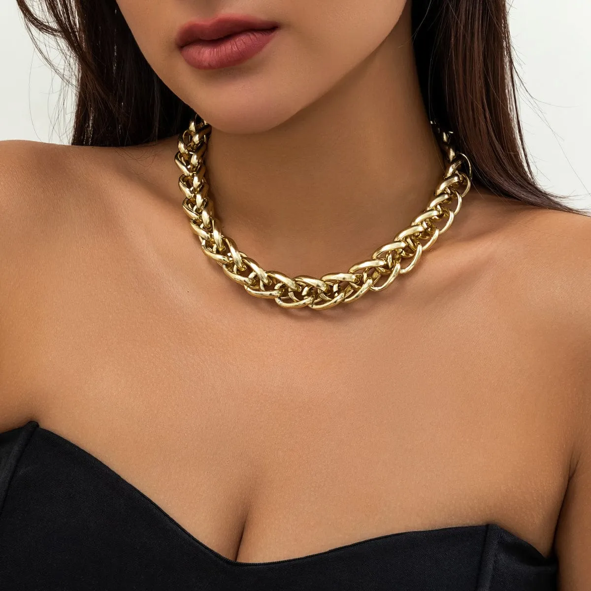 Chic Gold Silver Plated Chunky Braided Chain Necklace