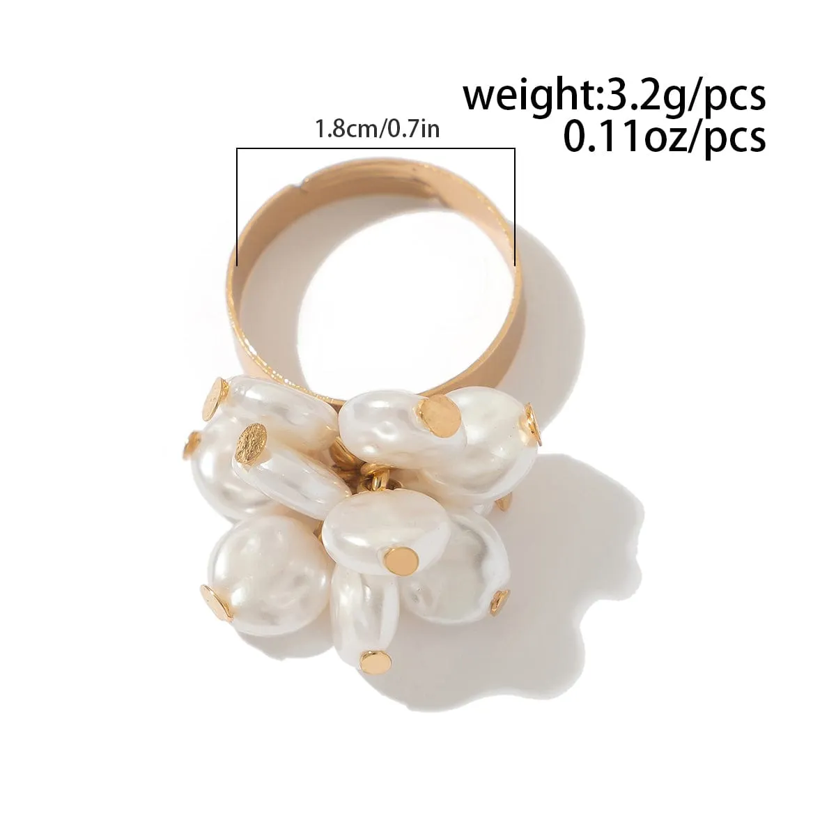 Chic Gold Silver Tone Flower Lotus Leaf Pearl Tassel Open Ring Set