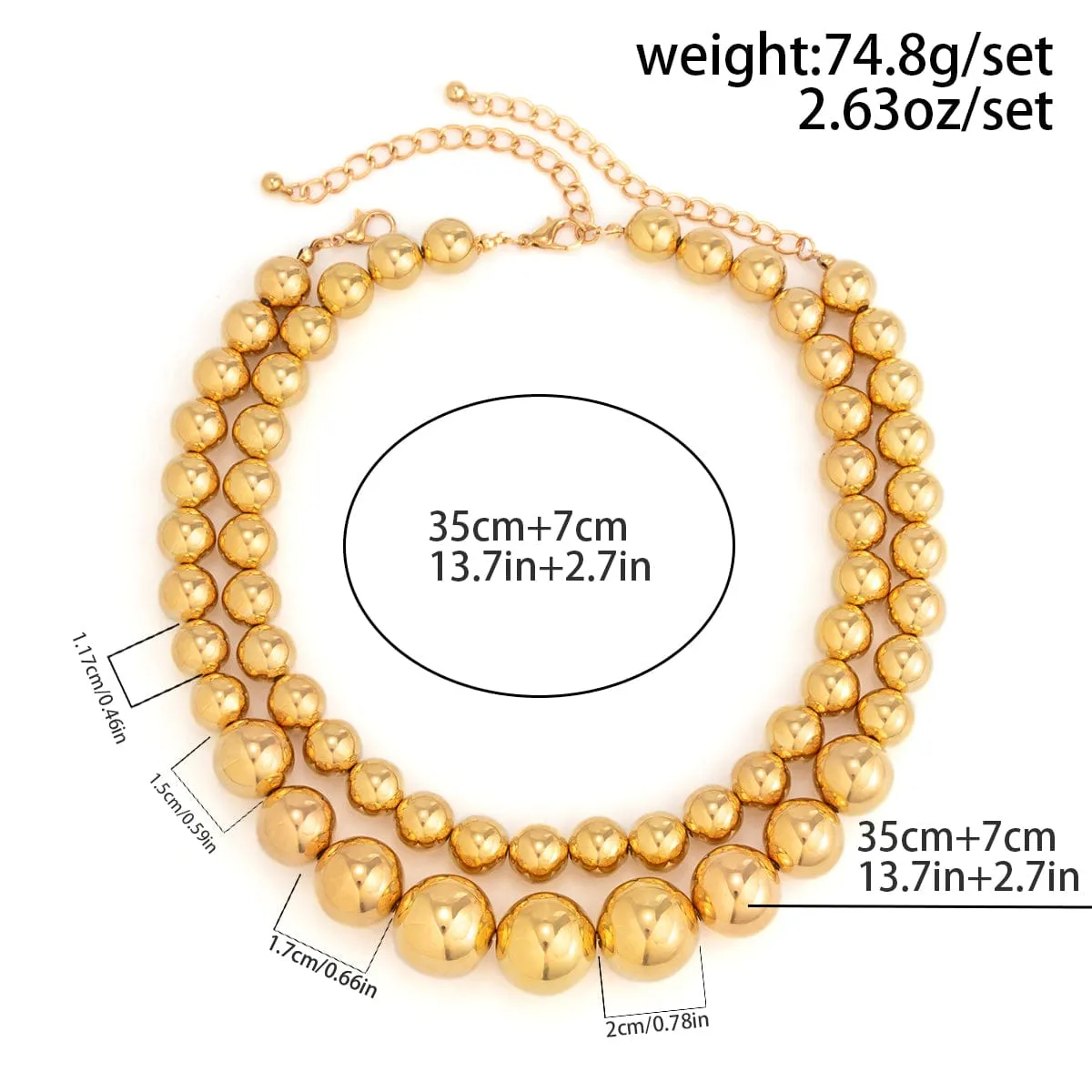 Chic Layered Chunky Ball Chain Choker Necklace Set