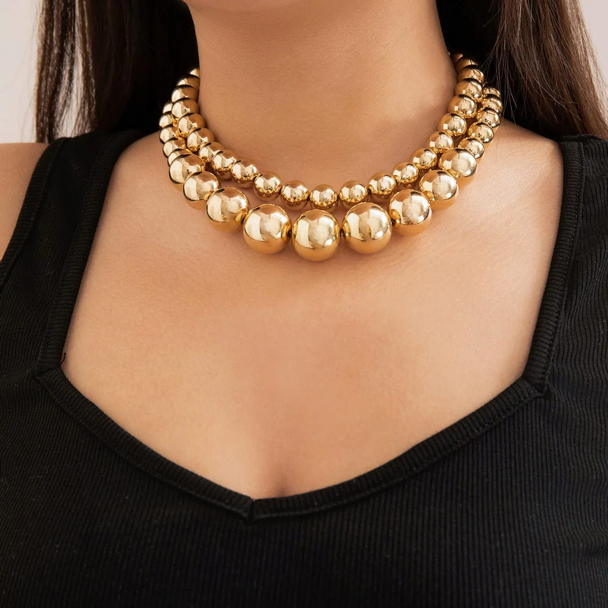 Chic Layered Chunky Ball Chain Choker Necklace Set