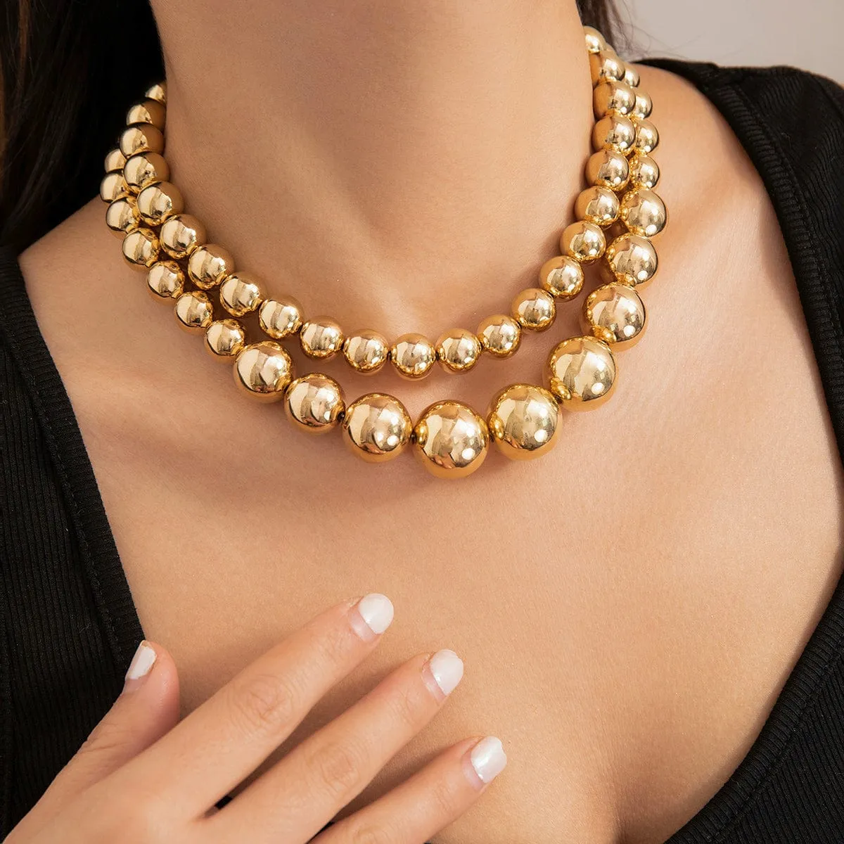 Chic Layered Chunky Ball Chain Choker Necklace Set