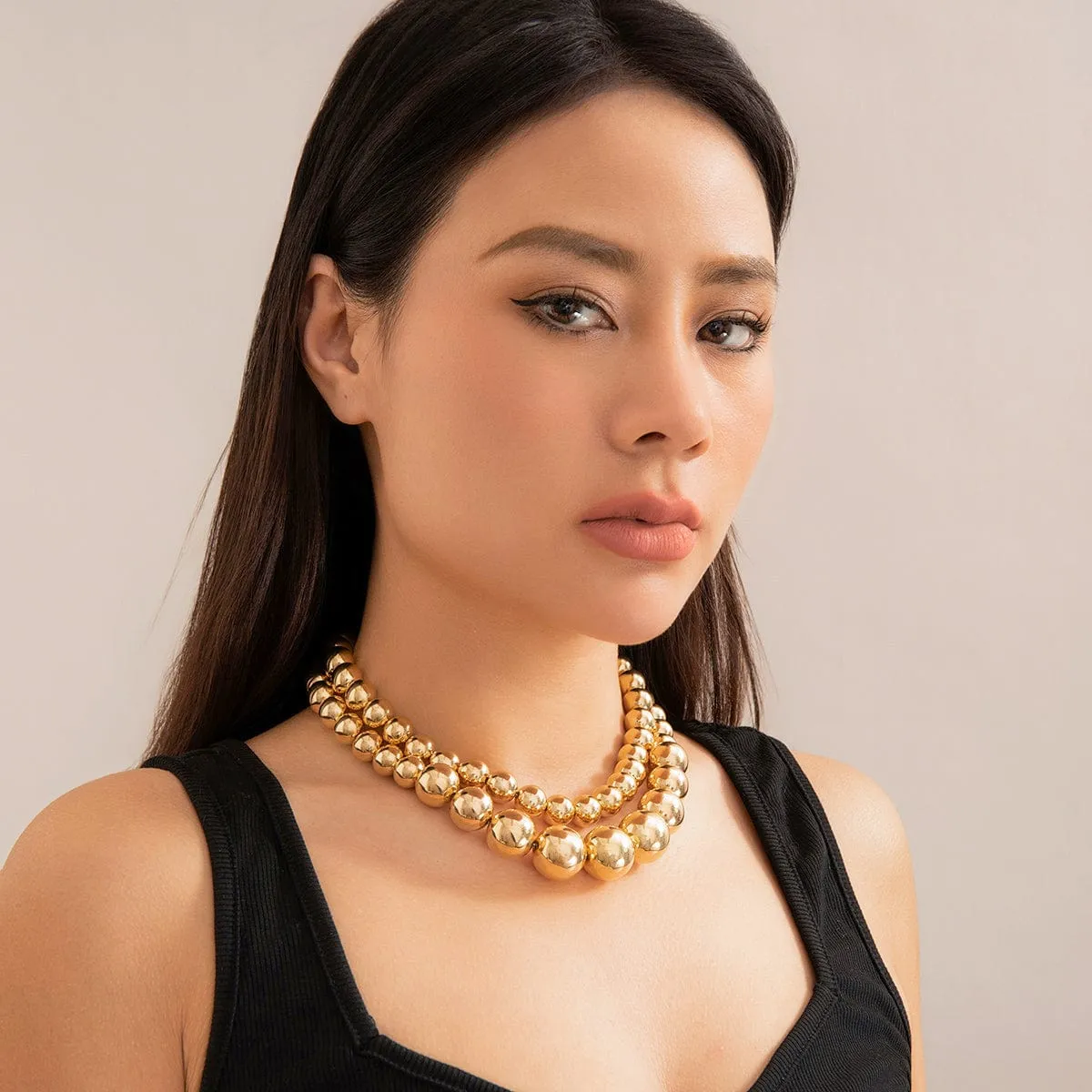 Chic Layered Chunky Ball Chain Choker Necklace Set