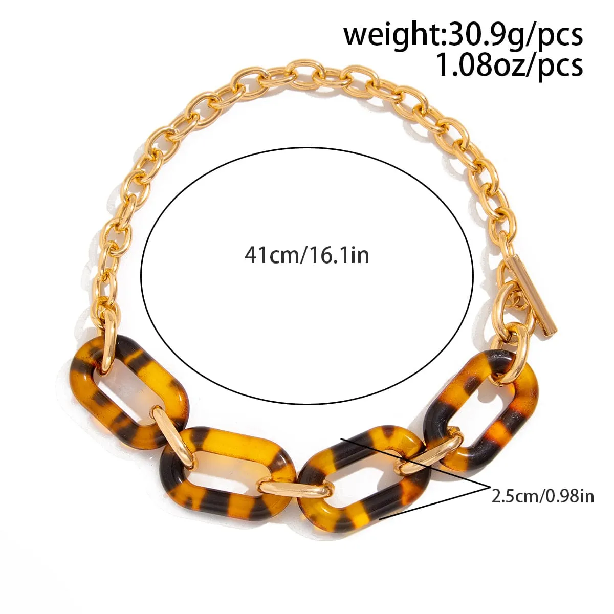 Chic Toggle Clasp Chunky Leopard Acrylic Necklace