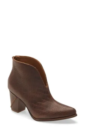 CHOCOLAT BLU Brenna Bootie In Brown Crocodile Leather