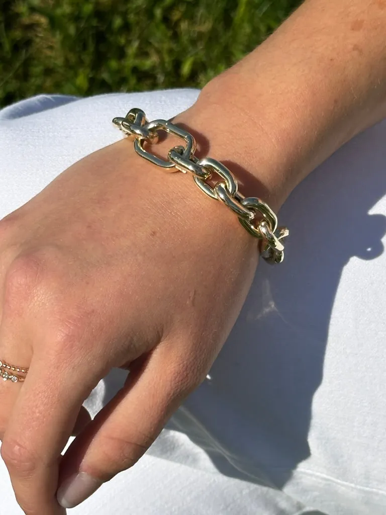 CHUNKY 14K GOLD SEMI-HOLLOW TINA BRACELET