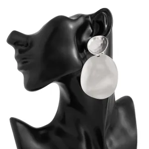 Chunky Frosted Gold Silver Plated Oval Dangle Earrings