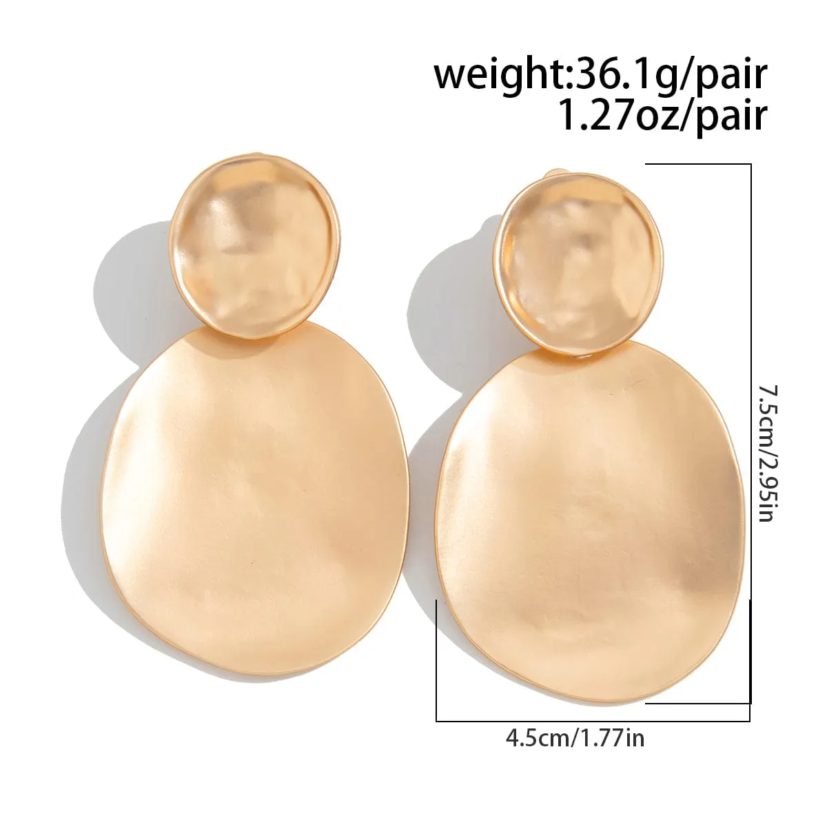 Chunky Frosted Gold Silver Plated Oval Dangle Earrings
