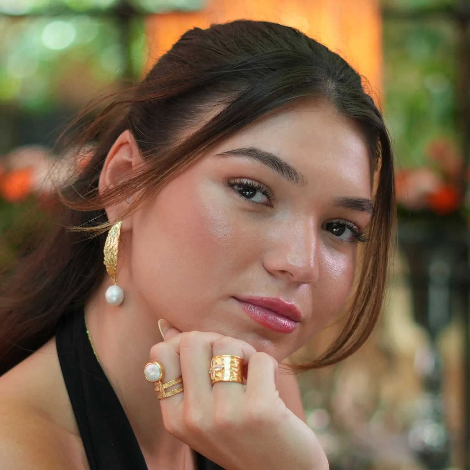 Chunky Gold Hook Baroque Pearl Drop Earrings