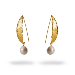 Chunky Gold Hook Baroque Pearl Drop Earrings