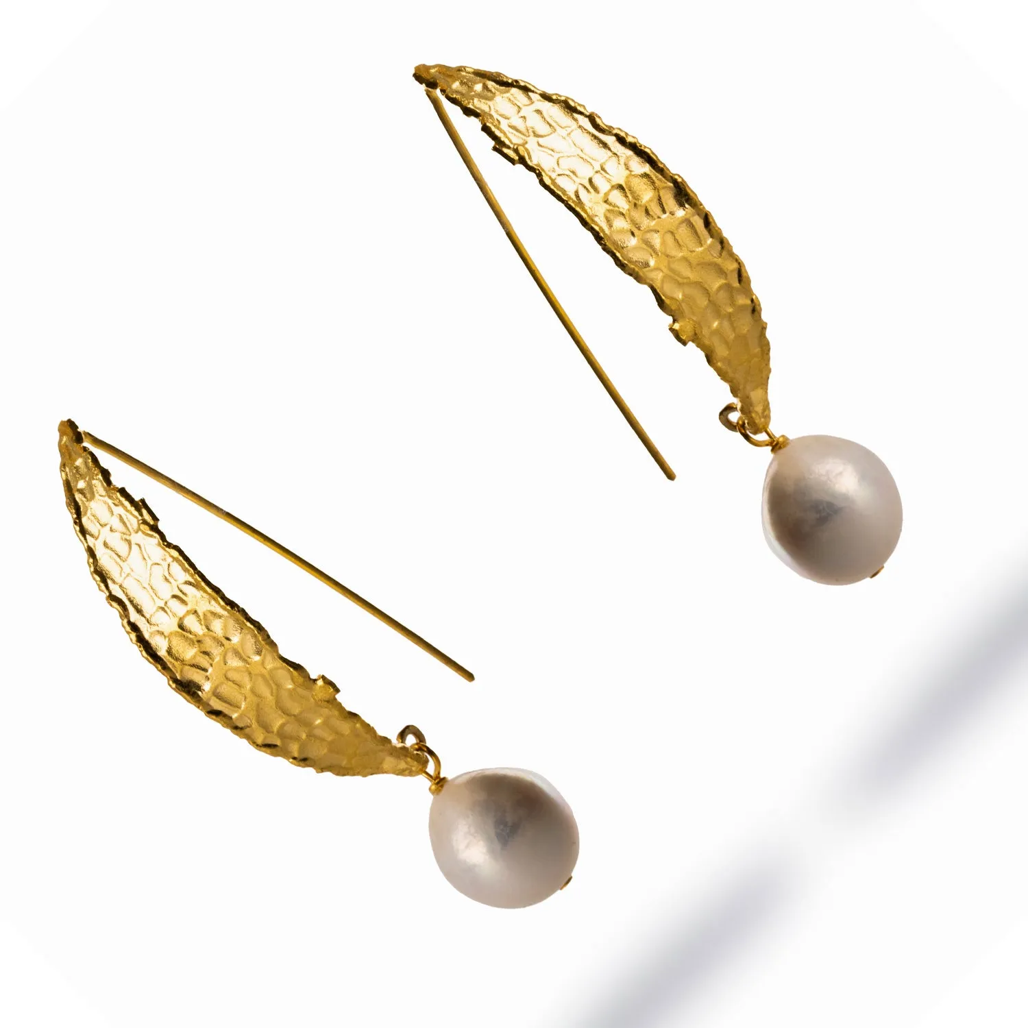 Chunky Gold Hook Baroque Pearl Drop Earrings