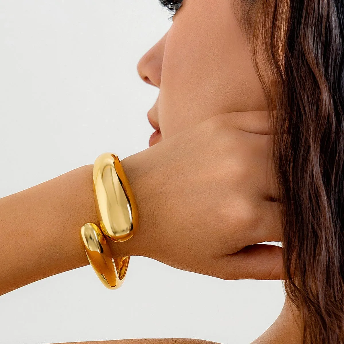 Chunky Gold Silver Plated Abstract Snake Bangle Bracelet