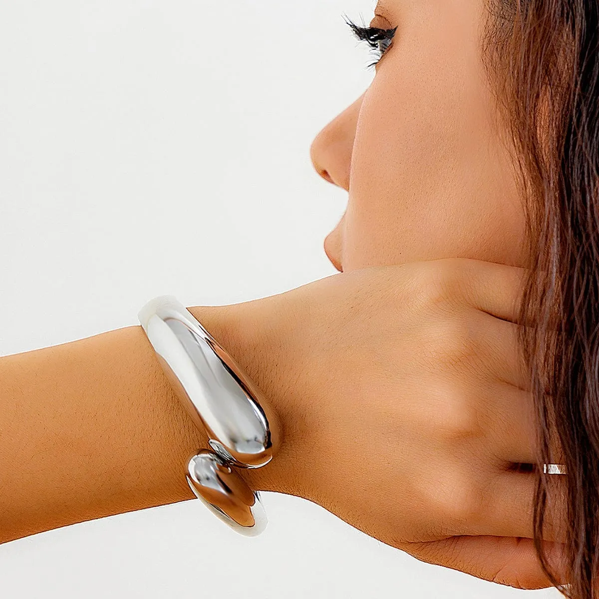 Chunky Gold Silver Plated Abstract Snake Bangle Bracelet