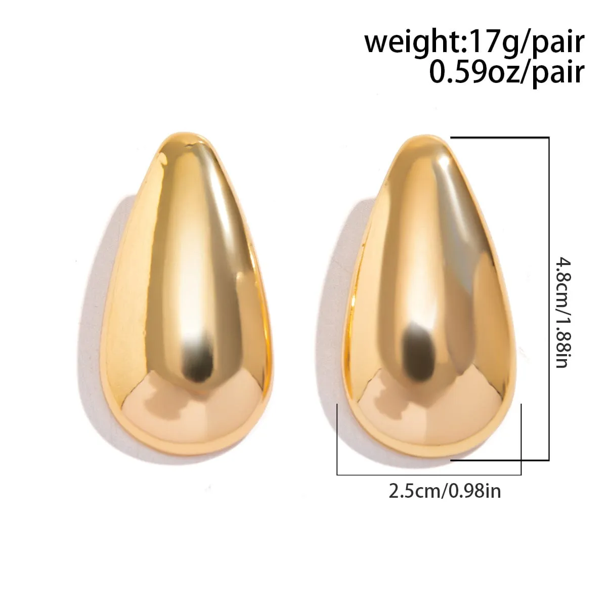 Chunky Gold Silver Plated Glossy Waterdrop Earrings