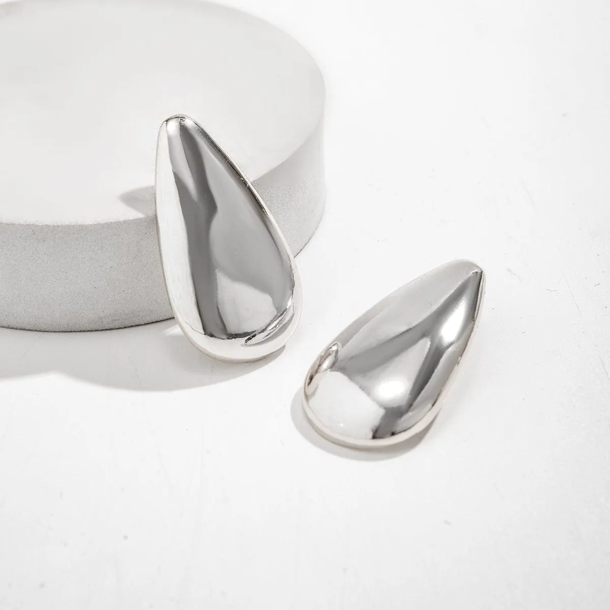 Chunky Gold Silver Plated Glossy Waterdrop Earrings