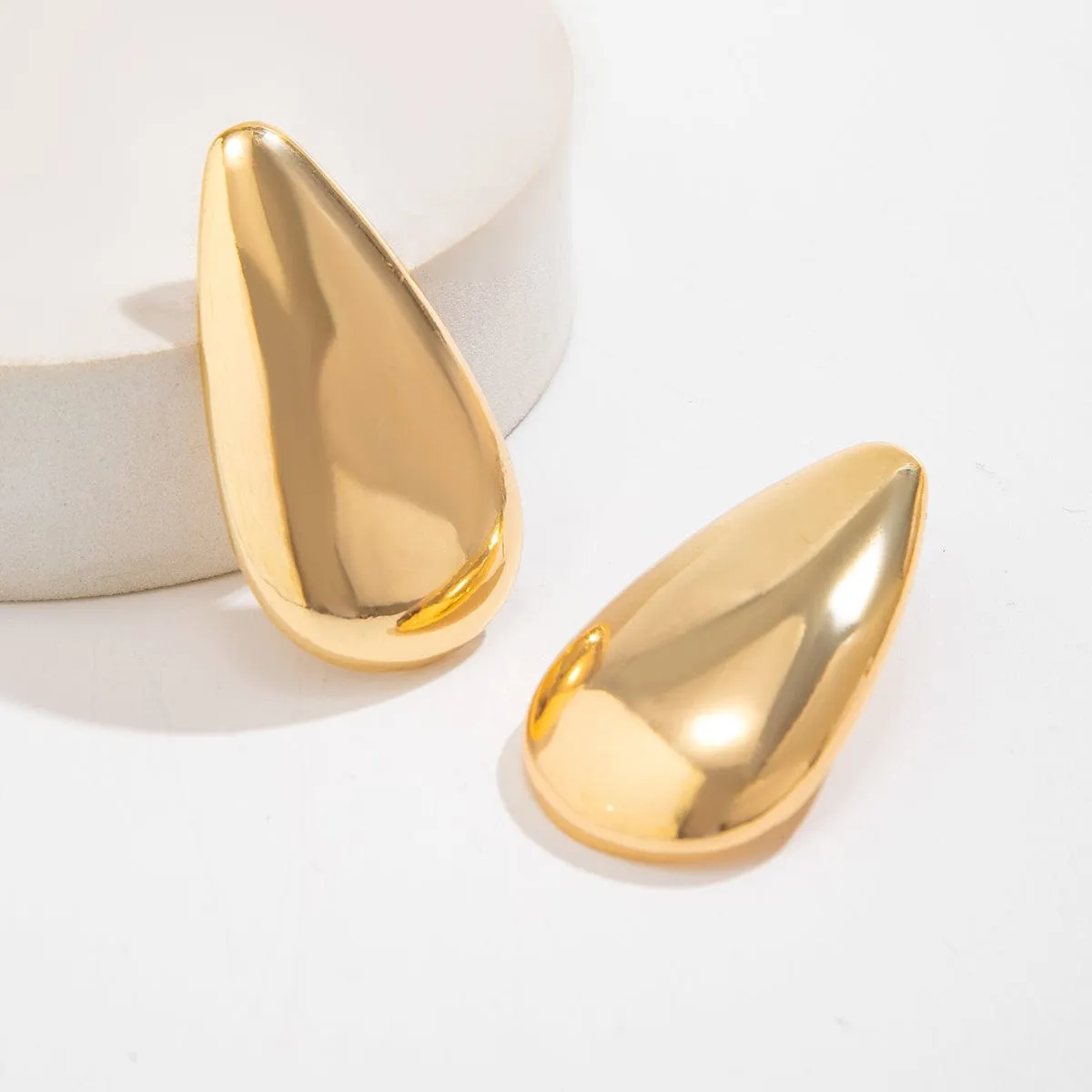 Chunky Gold Silver Plated Glossy Waterdrop Earrings
