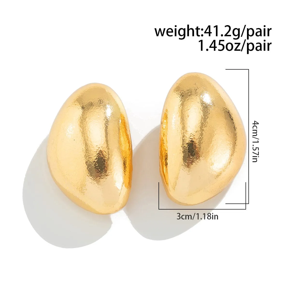Chunky Gold Silver Plated Textured Waterdrop Earrings
