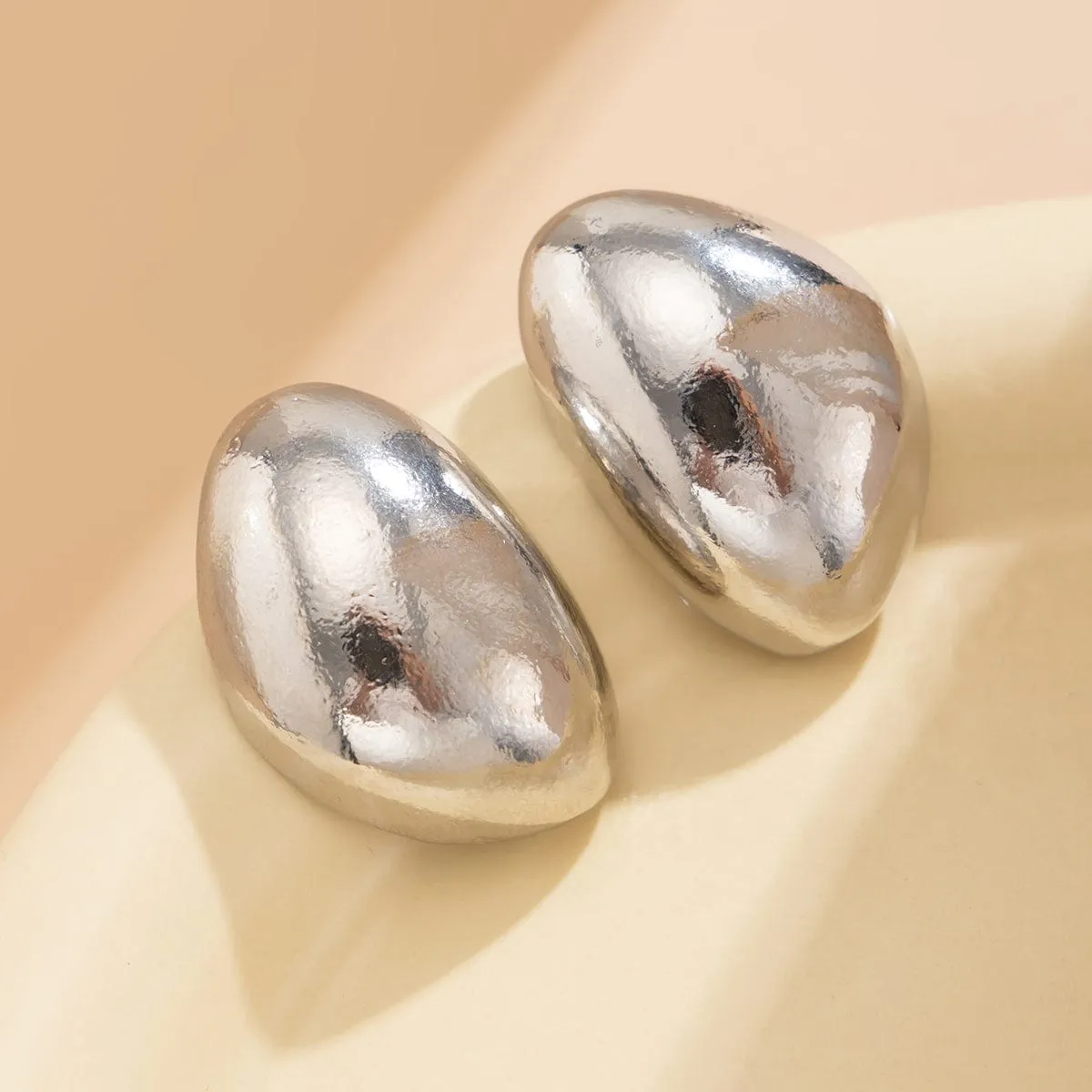 Chunky Gold Silver Plated Textured Waterdrop Earrings