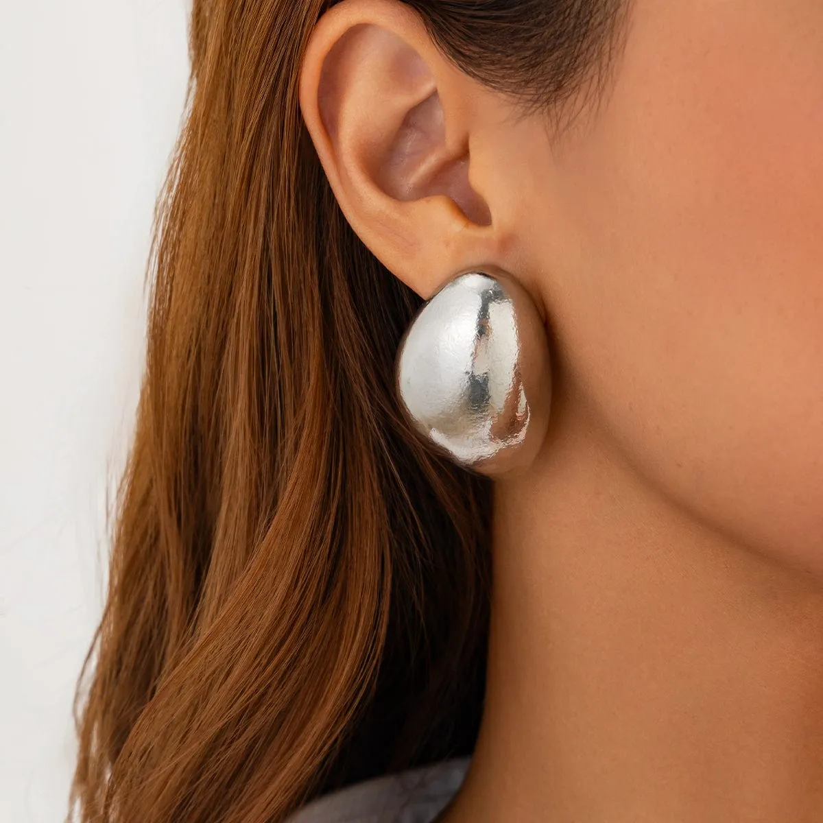 Chunky Gold Silver Plated Textured Waterdrop Earrings
