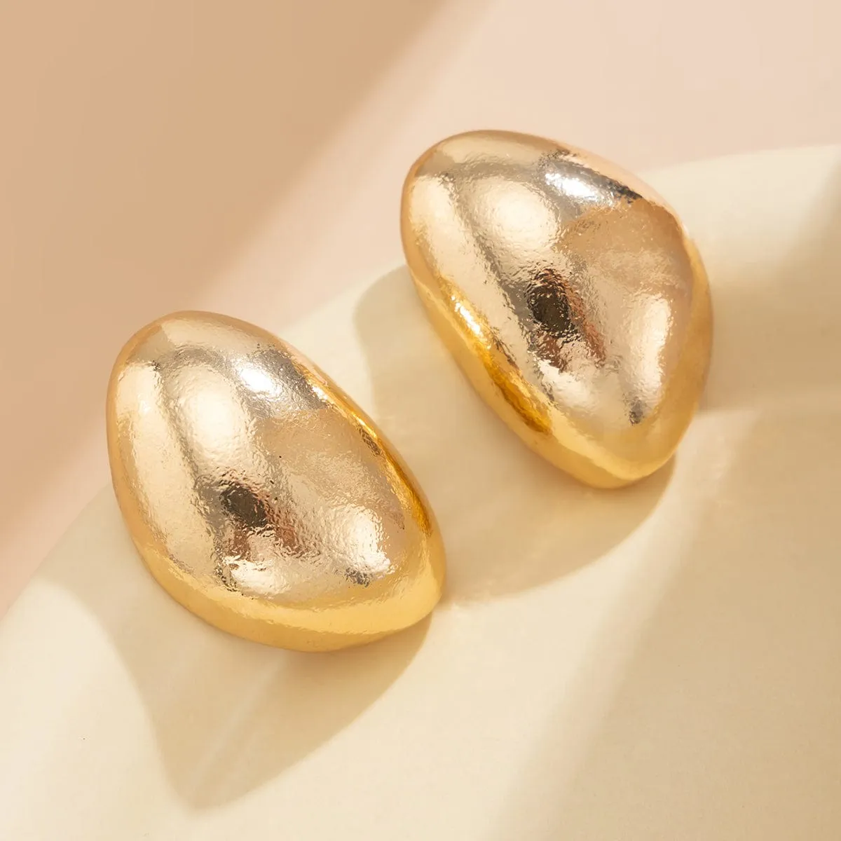 Chunky Gold Silver Plated Textured Waterdrop Earrings
