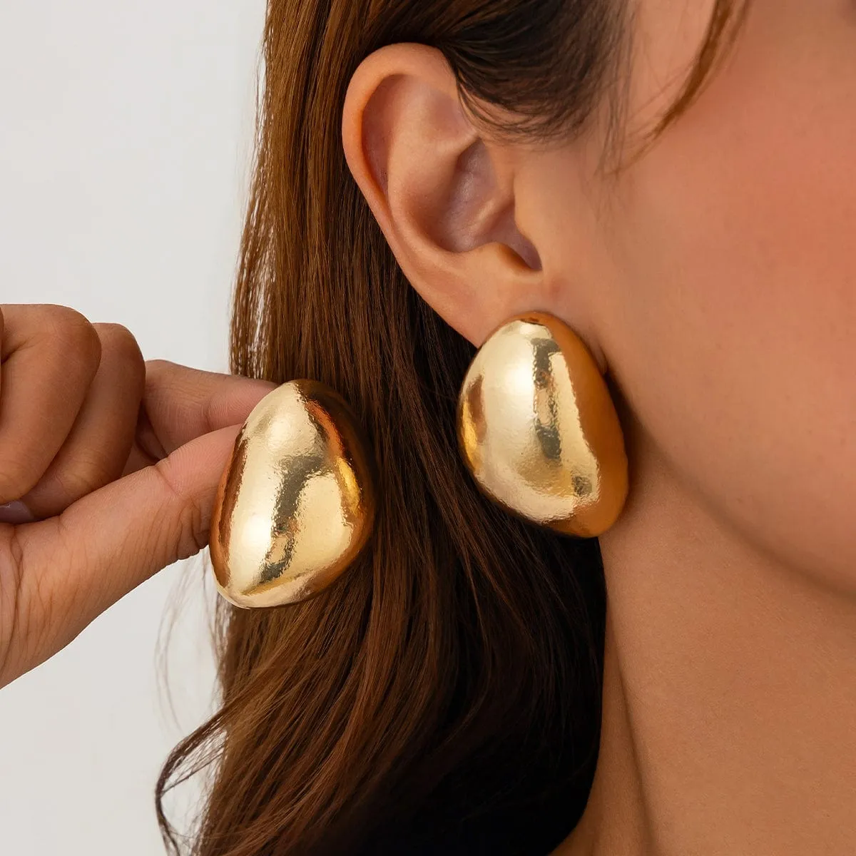 Chunky Gold Silver Plated Textured Waterdrop Earrings