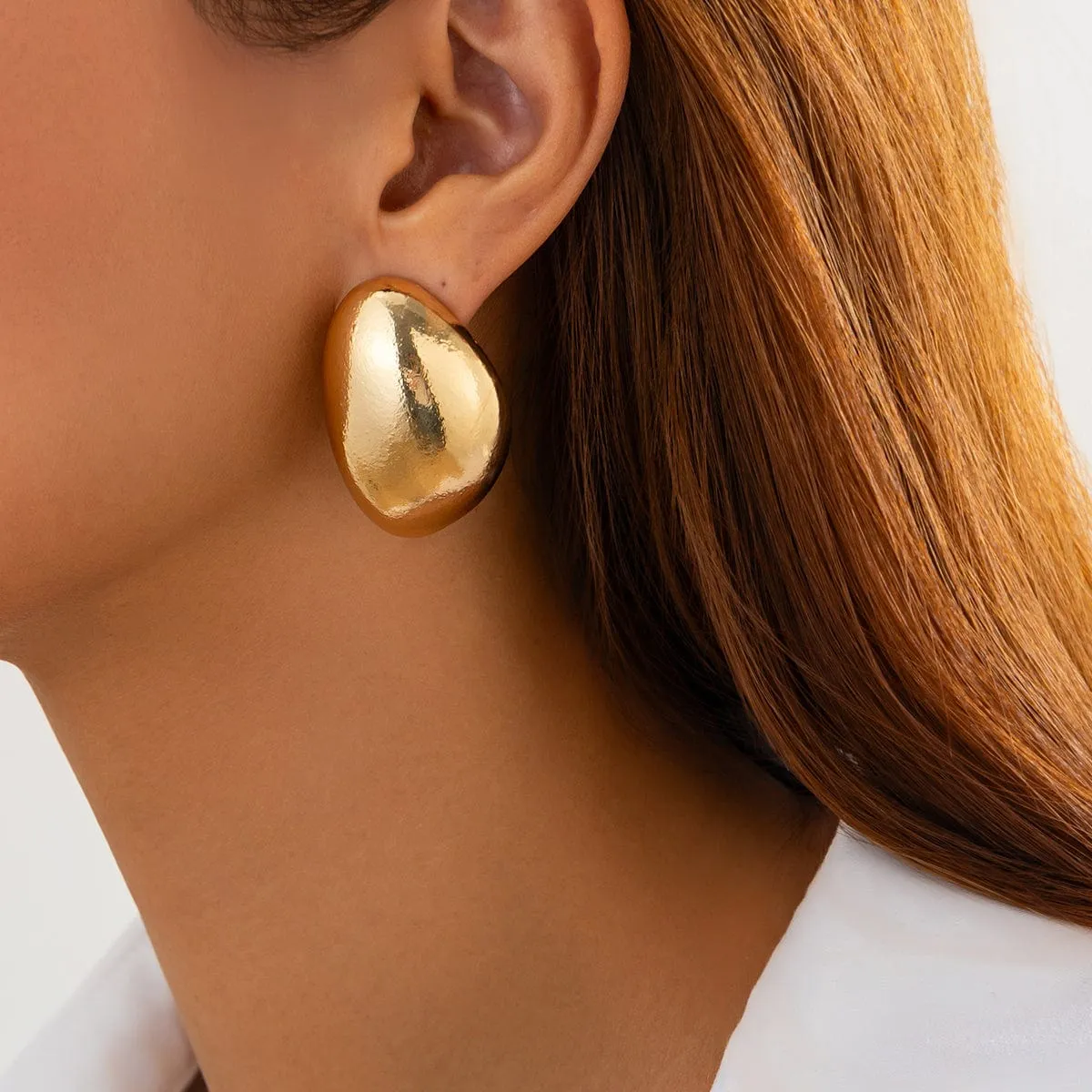Chunky Gold Silver Plated Textured Waterdrop Earrings