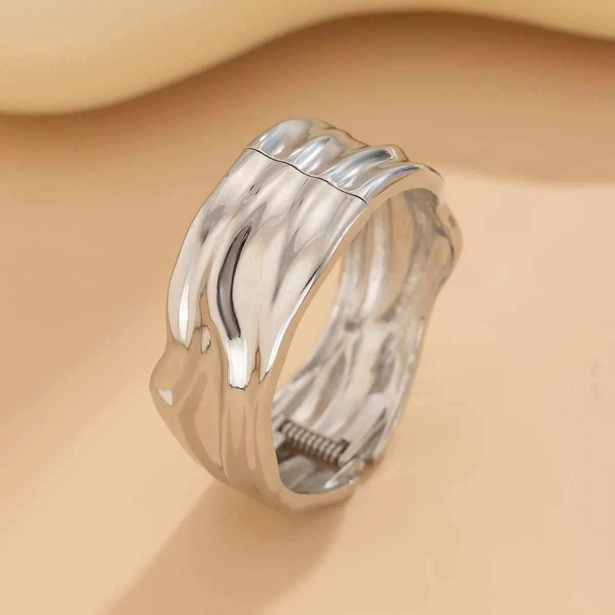 Chunky Gold Silver Plated Wave Bangle Bracelet