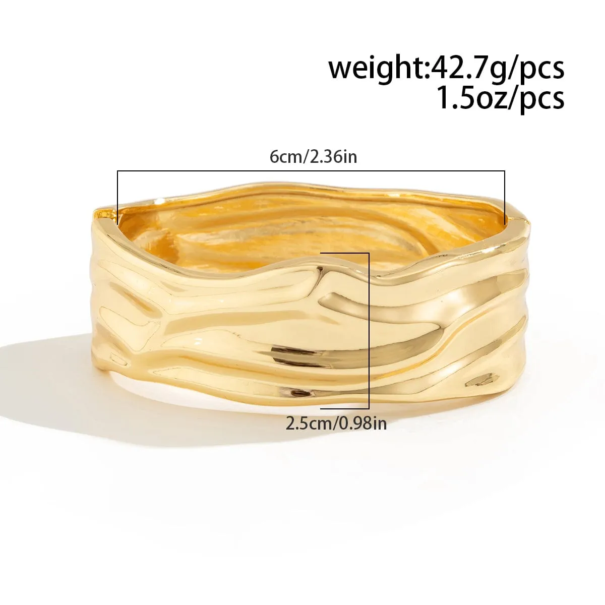 Chunky Gold Silver Plated Wave Bangle Bracelet