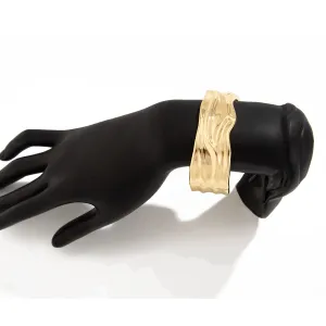 Chunky Gold Silver Plated Wave Bangle Bracelet