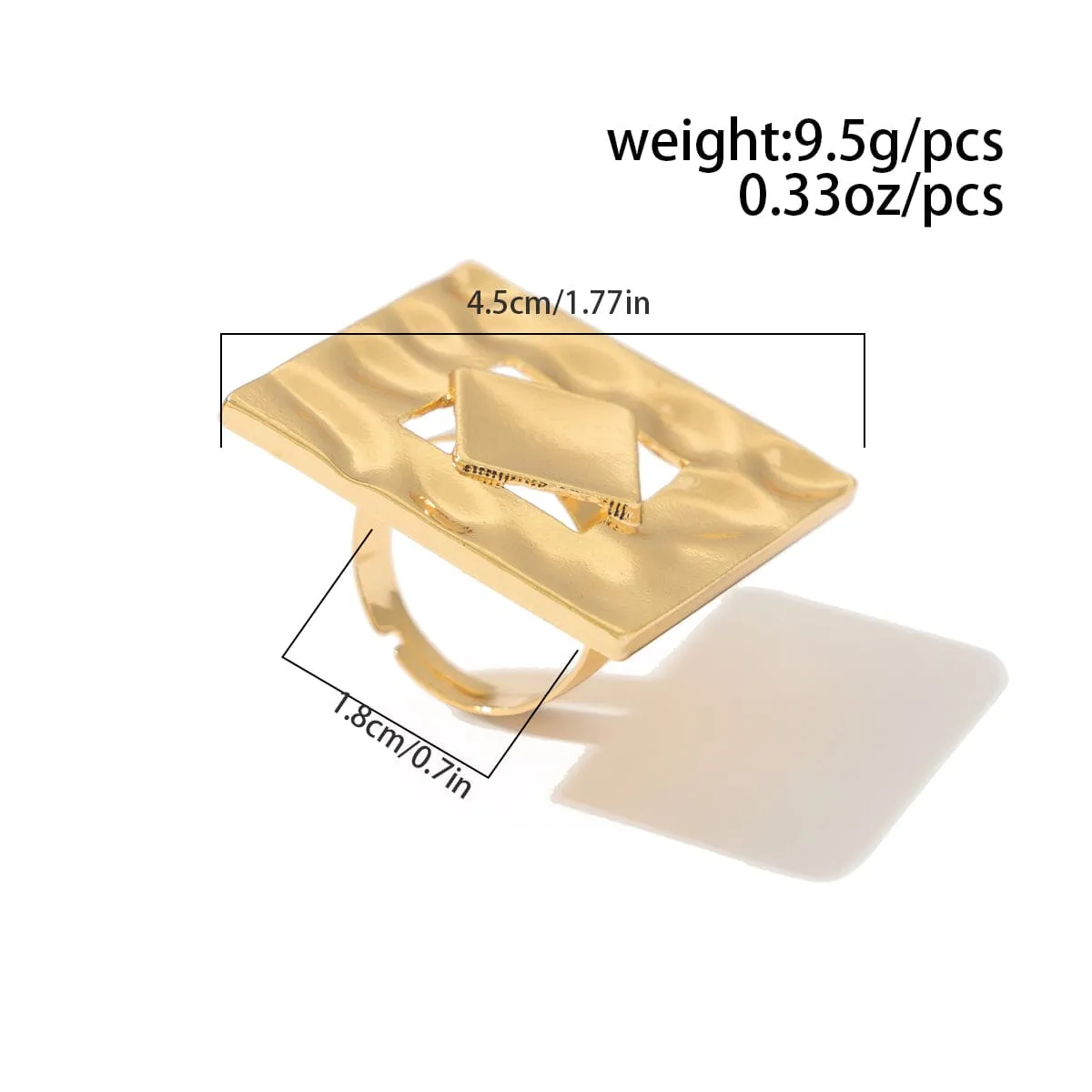 Chunky Gold Silver Tone Irregular Pleated Square Flower Pearl Open Ring Set