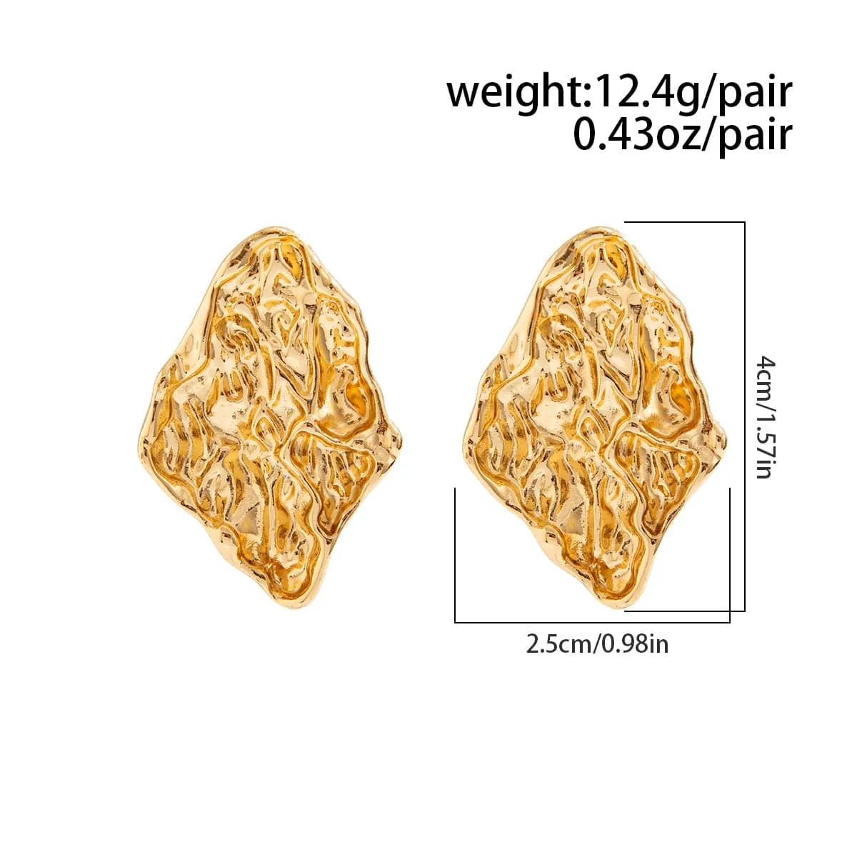 Chunky Irregular Textured Square Stud Earrings