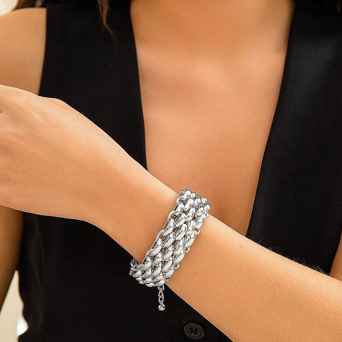 Chunky Mesh Popcorn Chain Bracelet