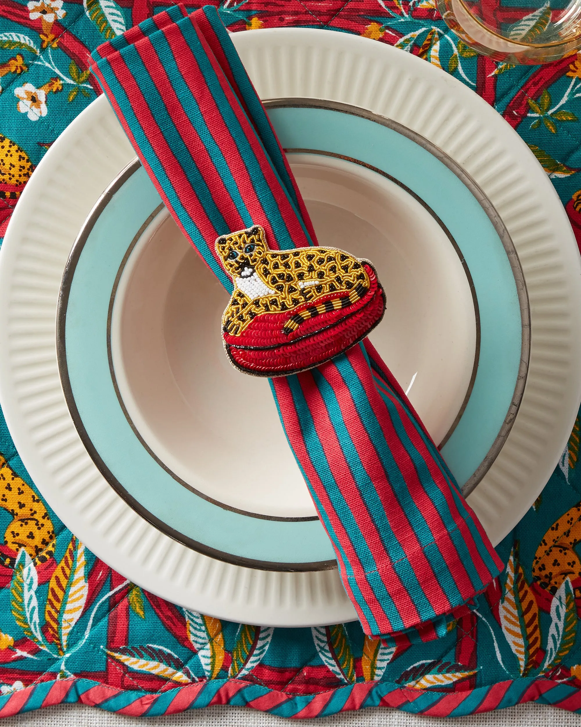 Chunky Painted Stripe - Dinner Napkins Set Of 4  - Ruby & Jade