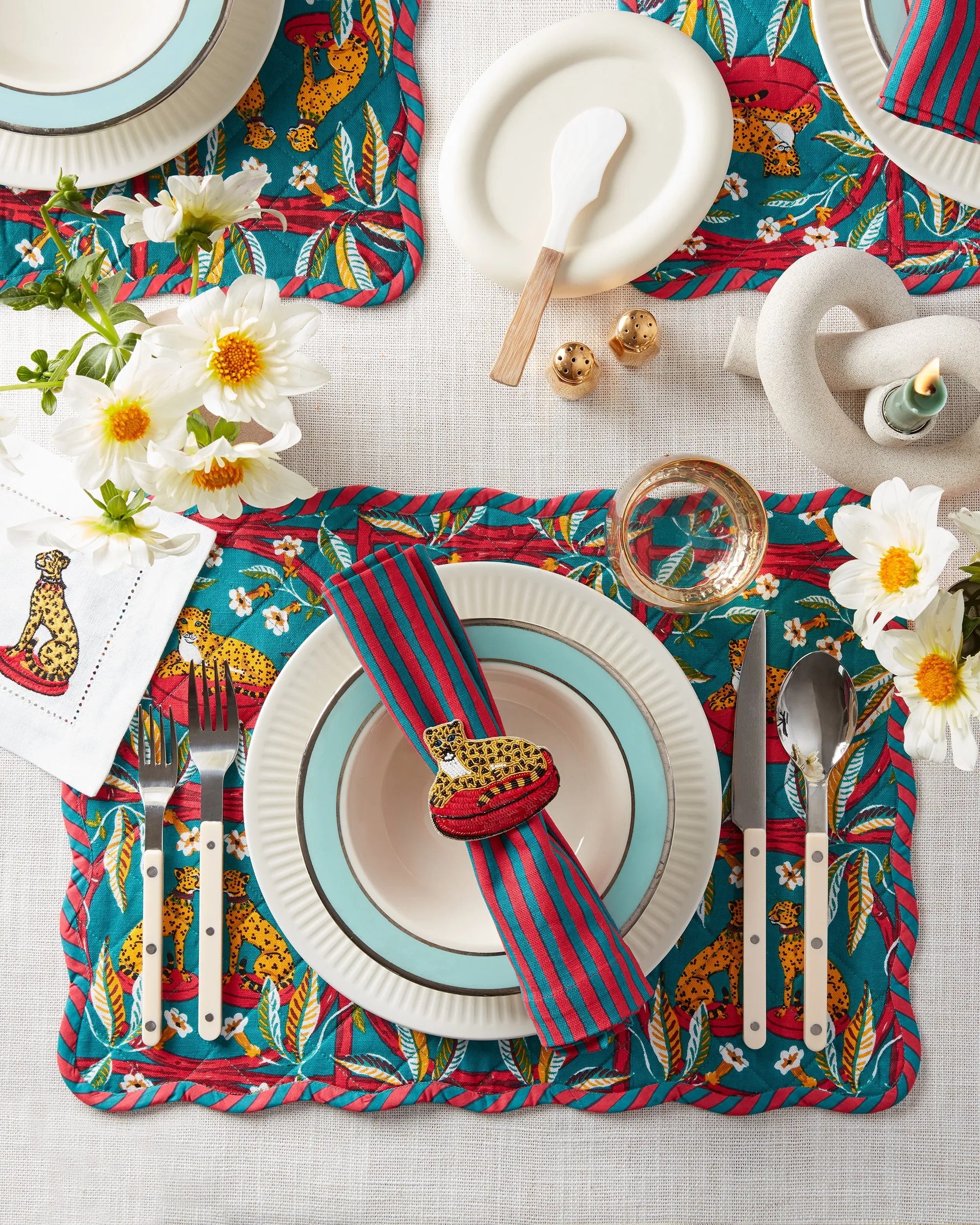 Chunky Painted Stripe - Dinner Napkins Set Of 4  - Ruby & Jade