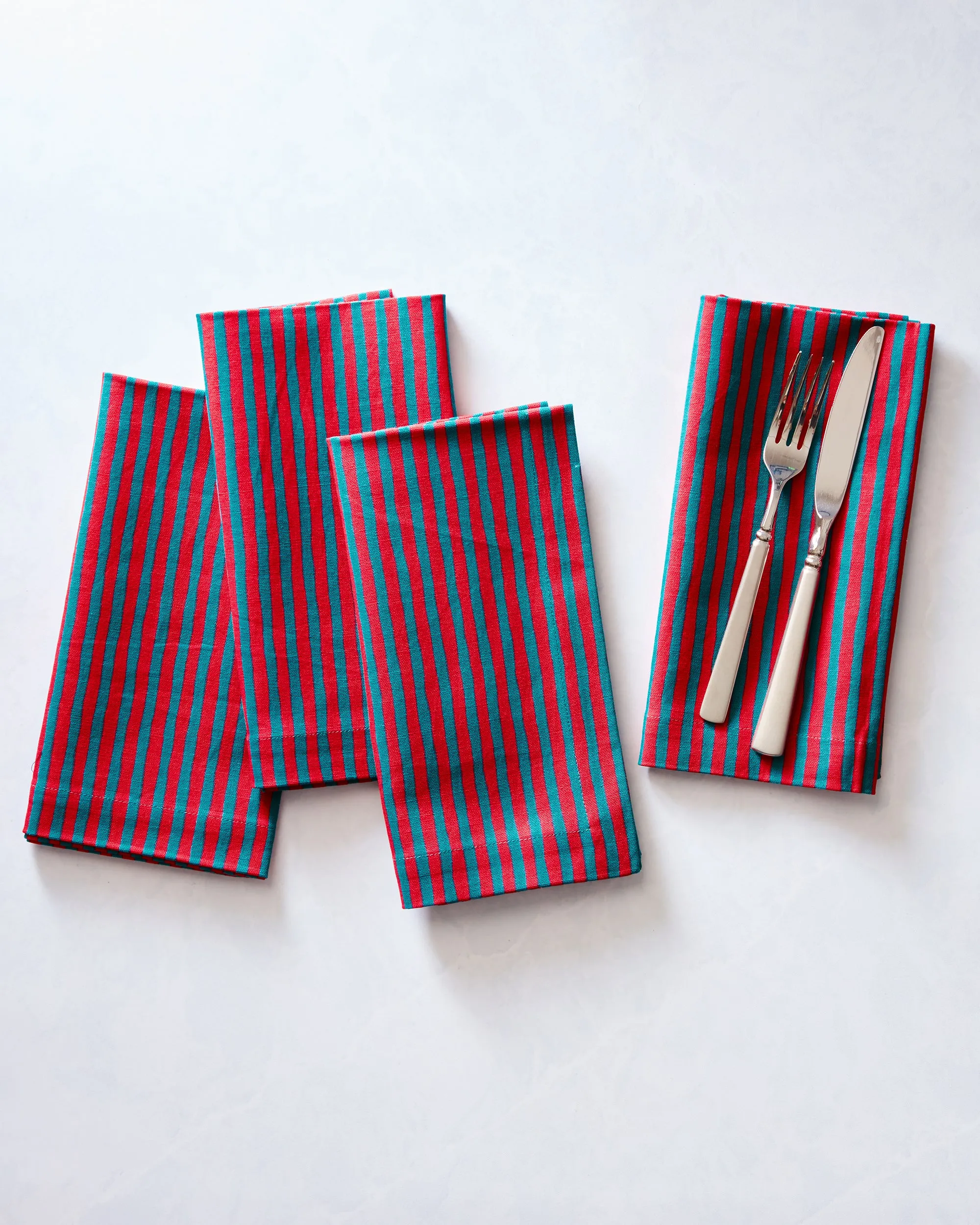 Chunky Painted Stripe - Dinner Napkins Set Of 4  - Ruby & Jade