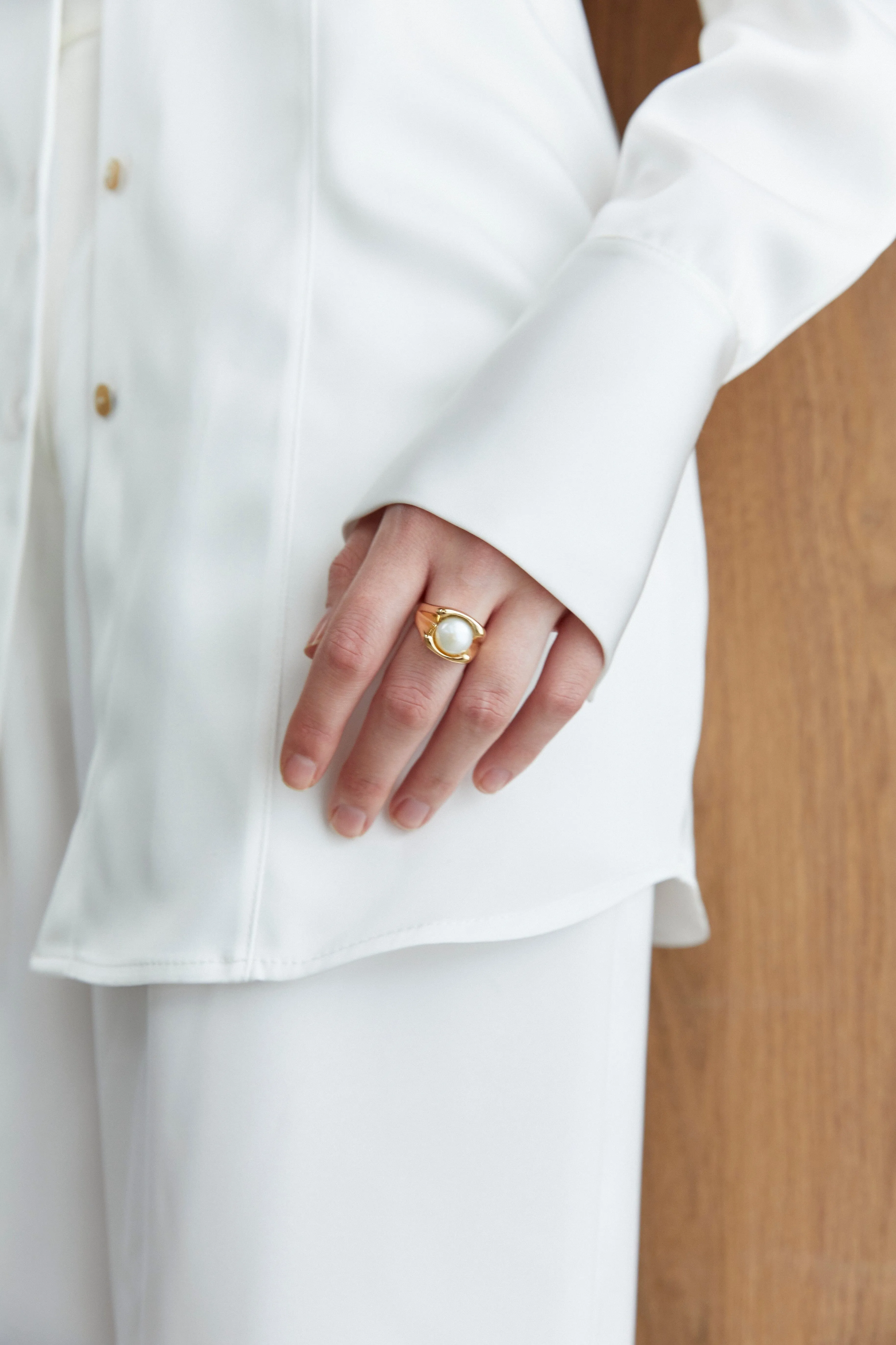 Chunky Pearl Gold Ring